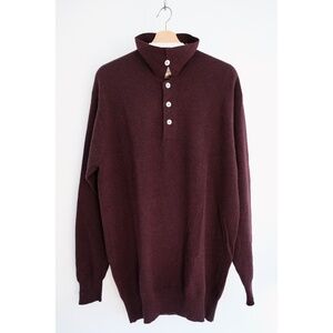 Yohji Yamamoto - Early Era [1984-91] Wool Oversized Collar-Stand Knit Po…